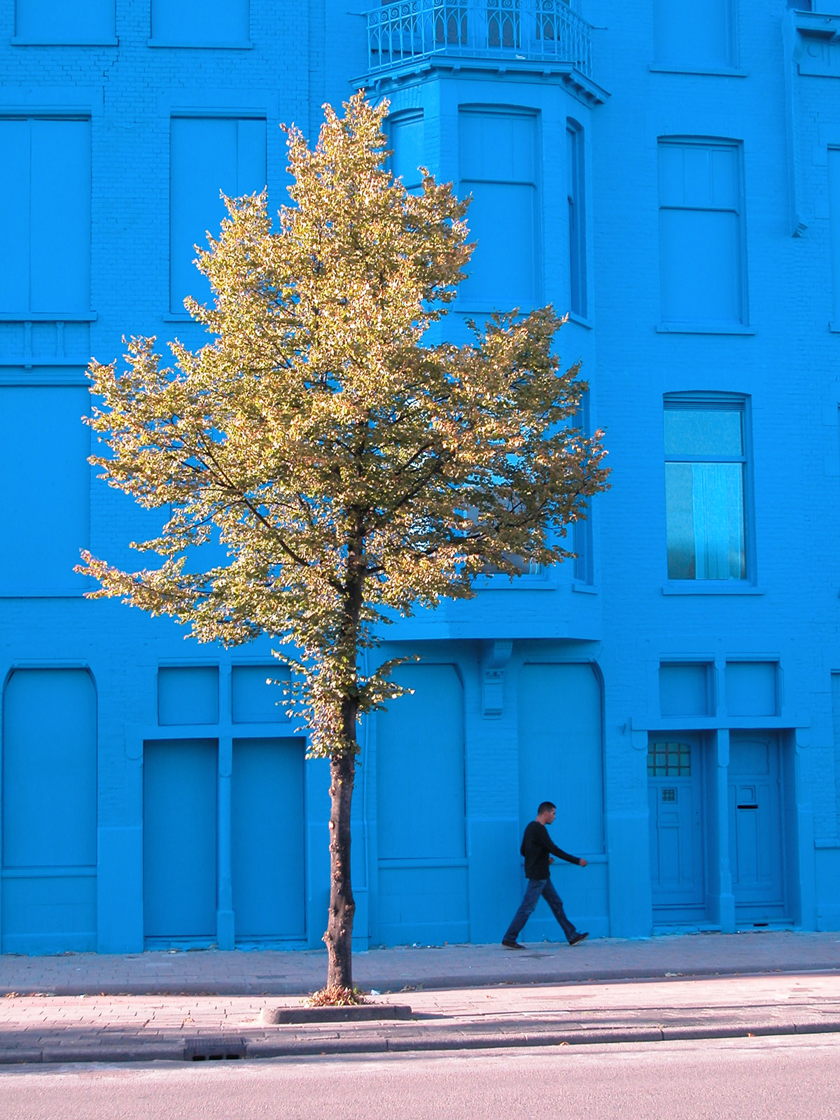 Bright Blue Apartment Building
